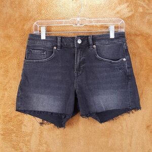 ALL SAINTS Womens Jean Shorts Size 27 Faded Black Wash MERA Cut Off Frayed